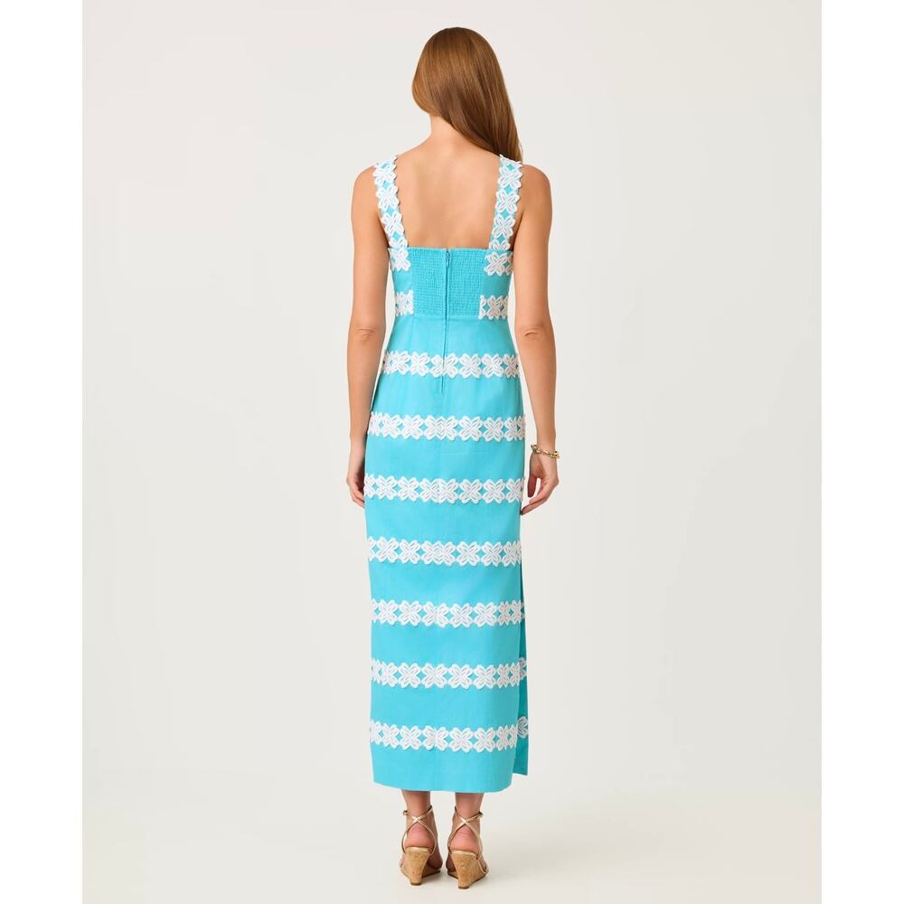 Lilly Pulitzer Davis Linen Maxi Dress - Capri Blue Size 14 (New) - Picture 2 of 6